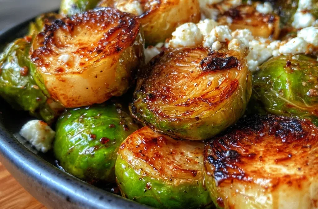 Honey-Balsamic Roasted Brussels Sprouts with Goat Cheese Recipe